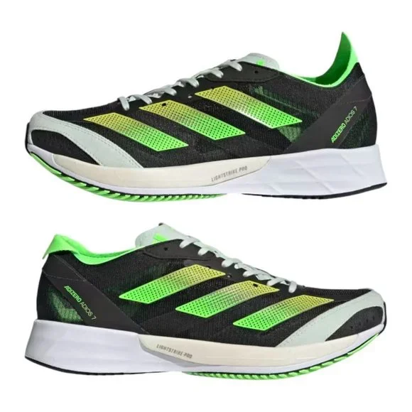 adidas | Shoes | Adidas Adizero Adios 7 Men Size 3 Running Sneakers Shoes  Black Green Yellow | Poshmark
